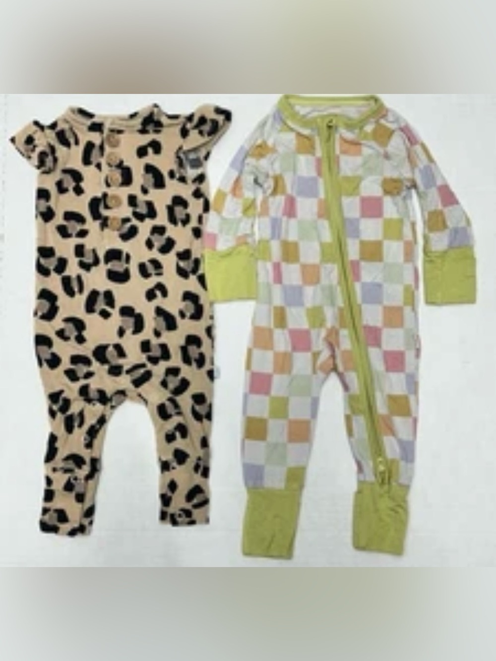 Posh Peanut Baby Bamboo Ruffle Zipper Sleeper Footie lot of two NEWBORN